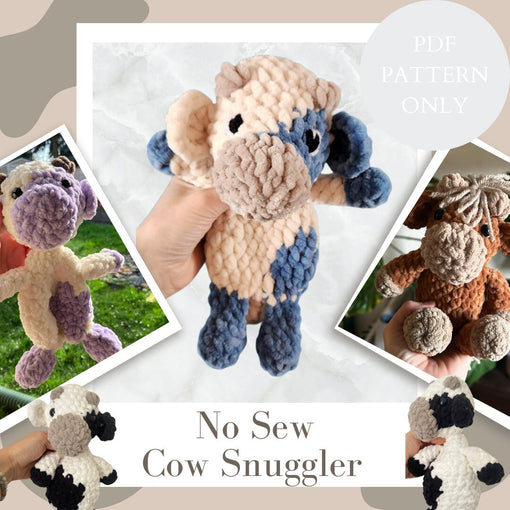 🐄 Free Crochet Pattern - Sally the Cow Snuggler (No Sew)