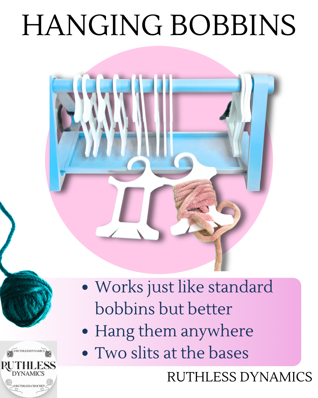 Hanging Yarn Bobbins with Tapered Slit – Tangle-Free Storage & Smooth Colorwork