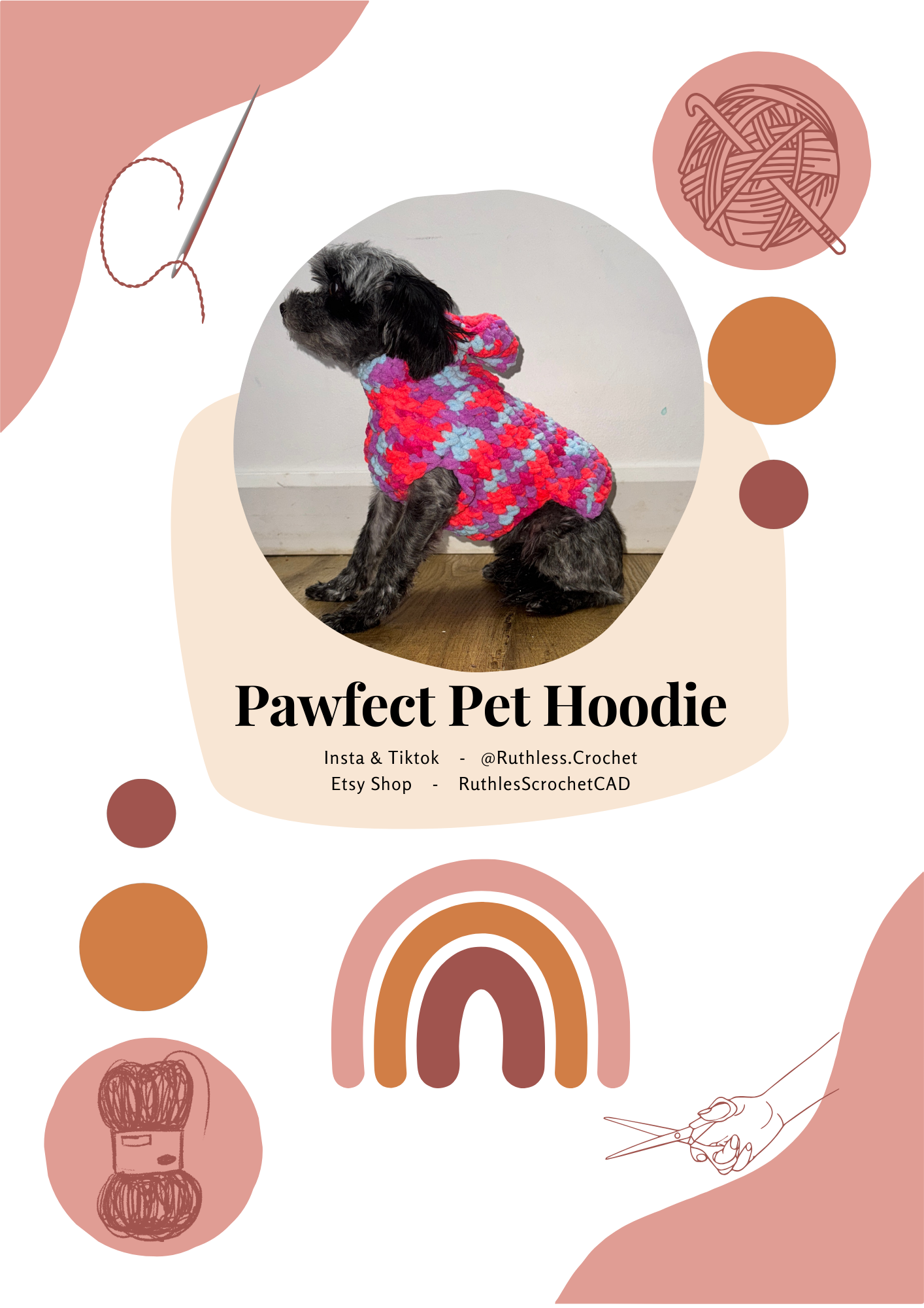 Pawfect pet sweater / hoodie - adjustable size - crochet pattern