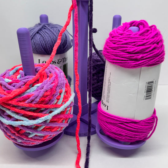 Multi-Yarn Spinner with Removable Bobbins – Fits All Yarn Cakes, 3D Printed for Crocheters & Knitters