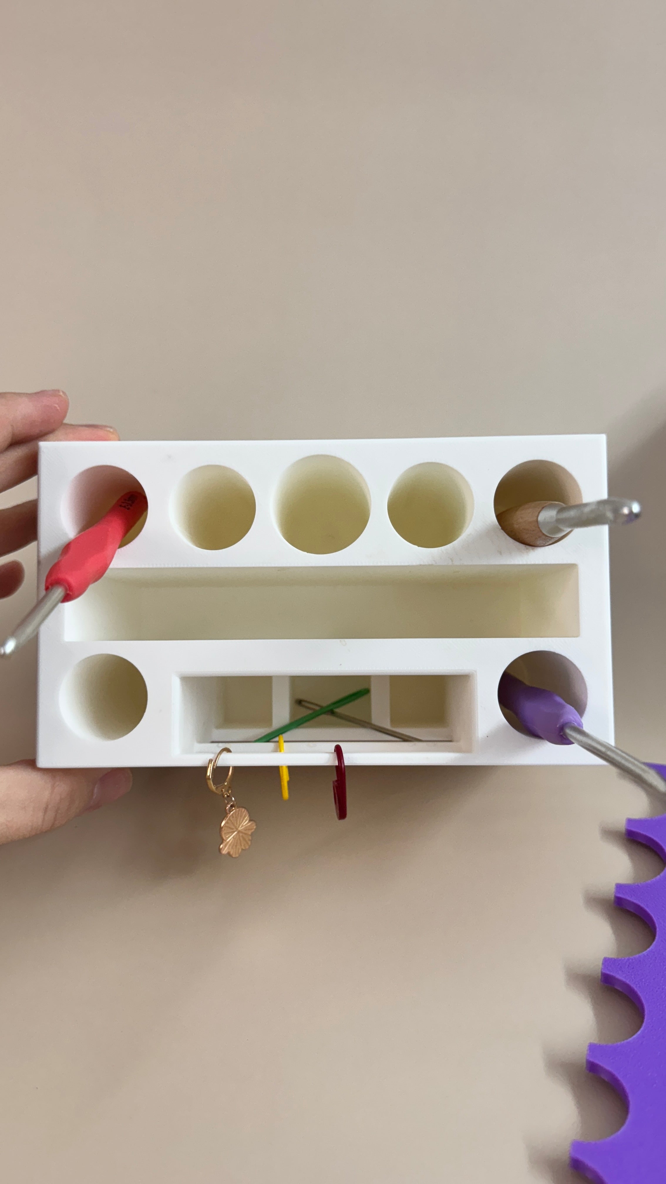 Crochet hook storage X Eye sizer X Stitch Marker Holder X Darning needle storage