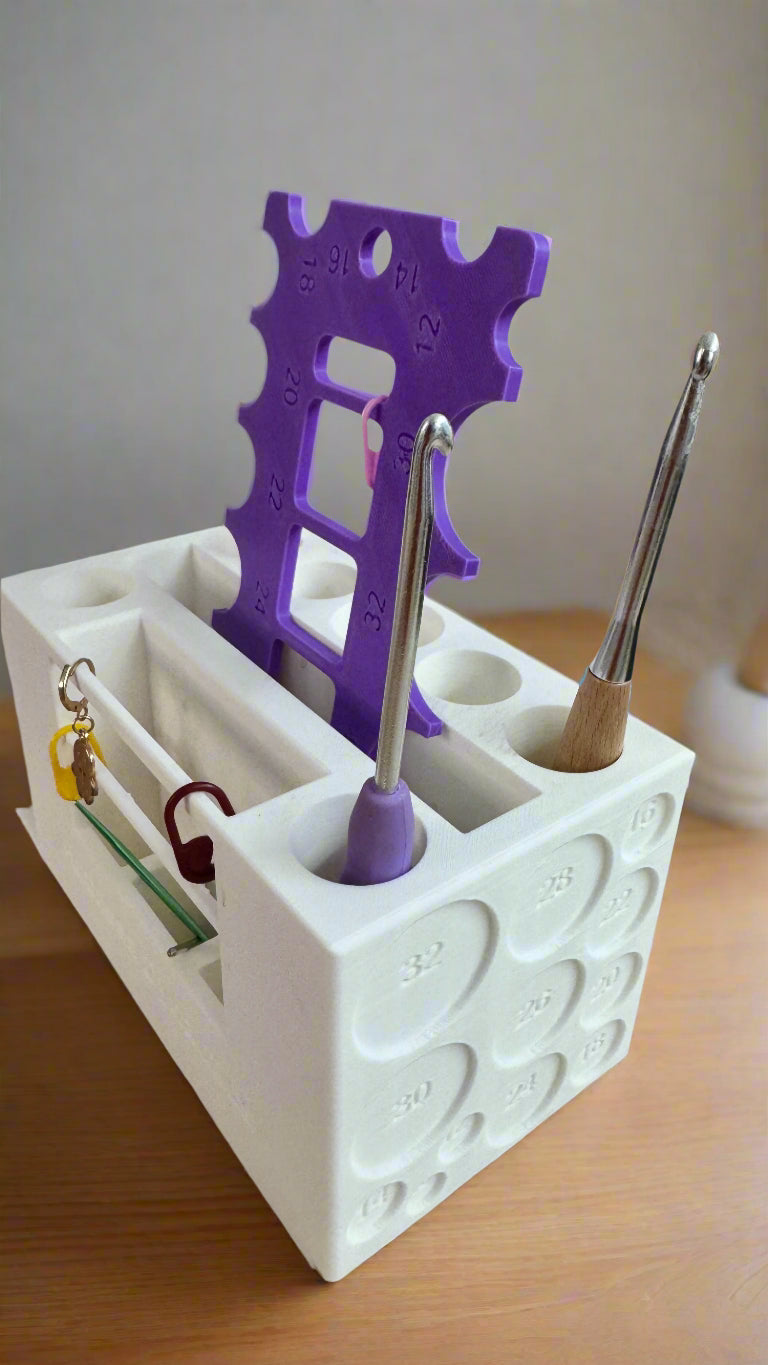 Crochet hook storage X Eye sizer X Stitch Marker Holder X Darning needle storage
