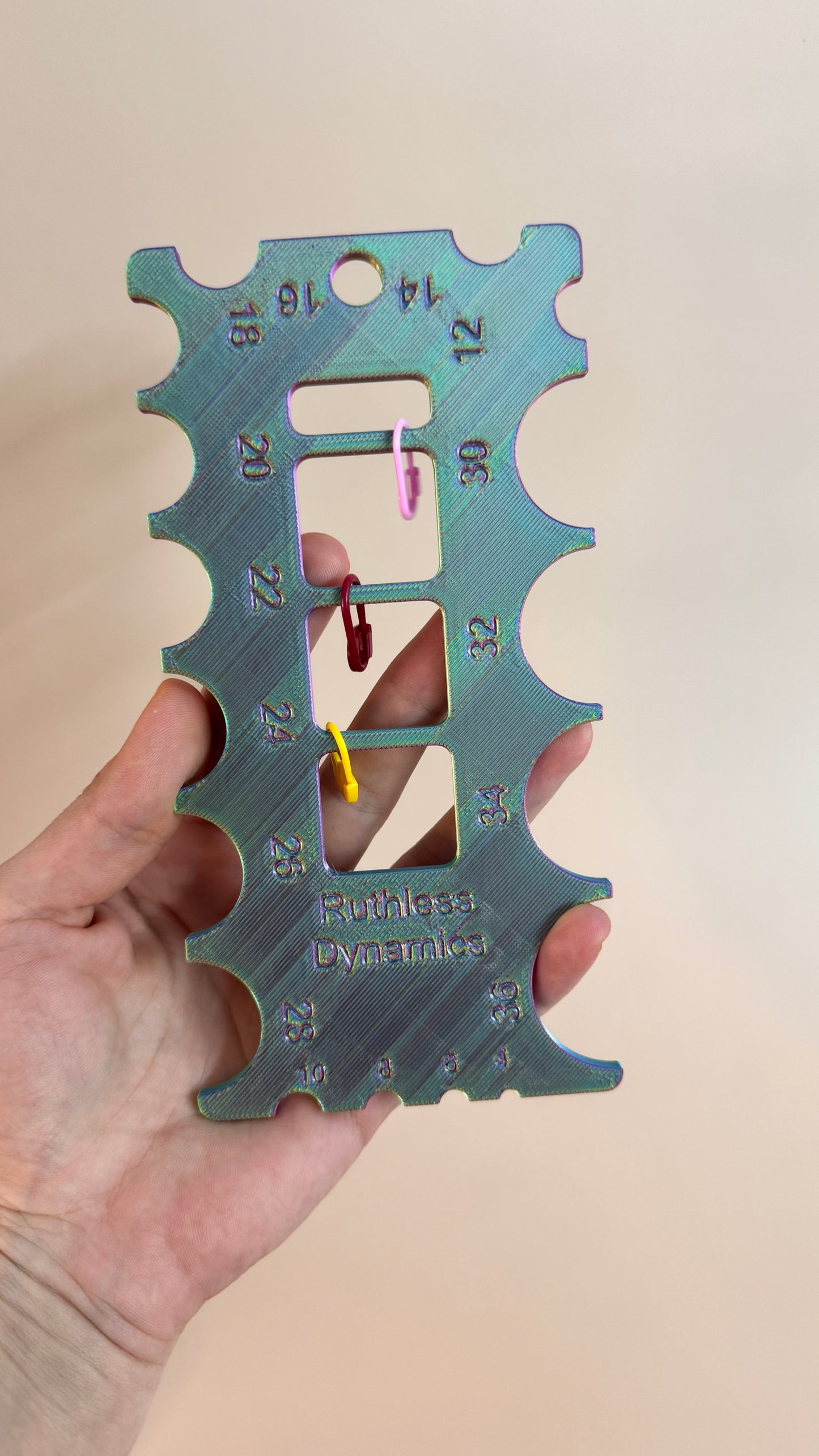 Stitch Marker Holder x Safety Eye Sizer – 2-in-1 Crochet Organizer Tool