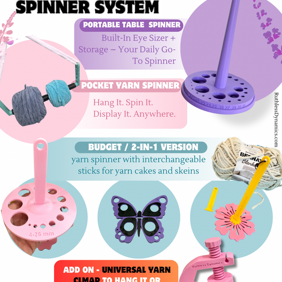 Portable Yarn Spinner System – Travel, Table & Hanging Yarn Holder (All-In-One Series)
