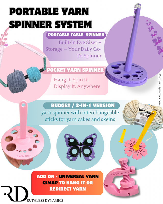 Portable Yarn Spinner System – Travel, Table & Hanging Yarn Holder (All-In-One Series)