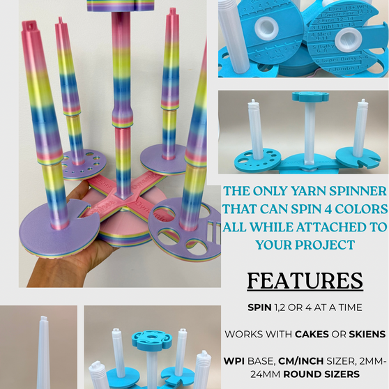 THE MULTI Yarn Spinner System | Yarn Holder for Crocheting & Knitting | Dual Yarn Untangler | Crochet Hook Holder | Amigurumi Tools | Yarn Cake Holder | Made to Order