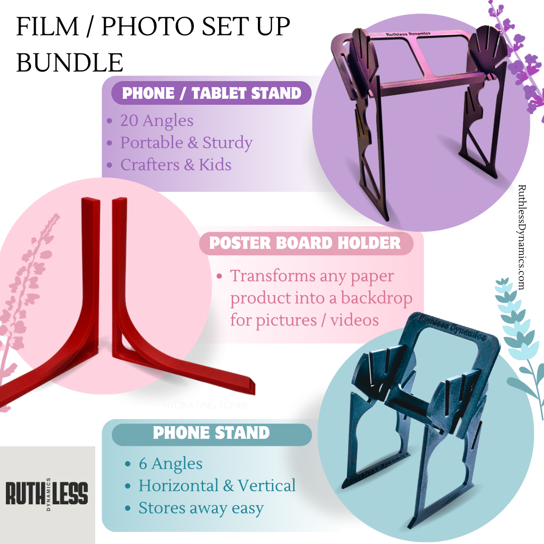 Film & Photo Set Up Bundle – Adjustable Stands for Crochet, Knitting, and Craft Filming