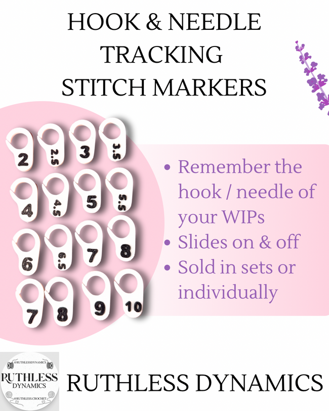 Hook & Needle Size Numbered Stitch Markers – WIP Progress Tags (Set of 5, 3mm–5mm) – Crochet & Knitting Tools