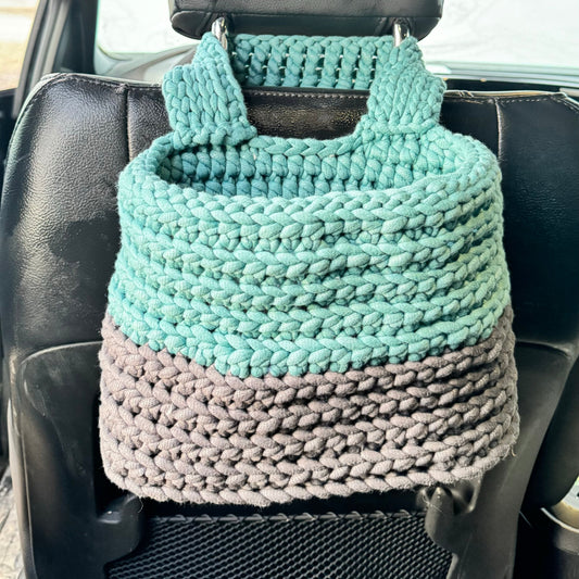 Headrest storage bag/ trash bag crochet pattern- Car waste basket.  *adjustable sizes* or make it a simple basket for home storage!