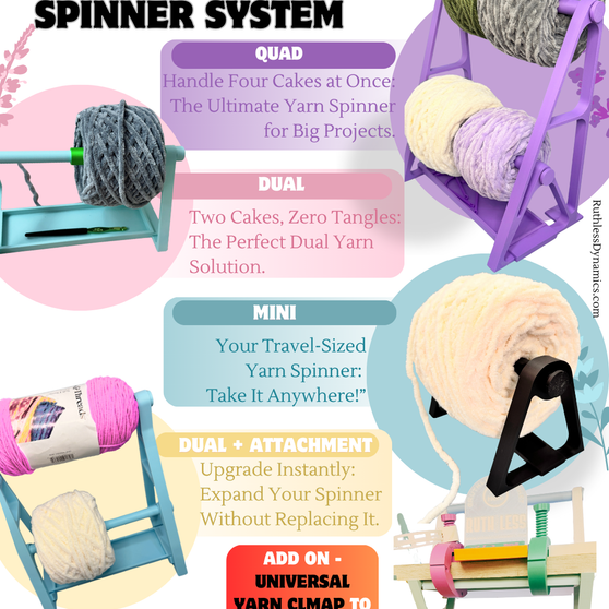 Modular Horizontal Yarn Spinner System – Dual & Quad Yarn Holder for Cakes and Skeins